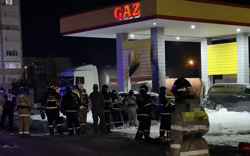Пожар на заправке в Актобе