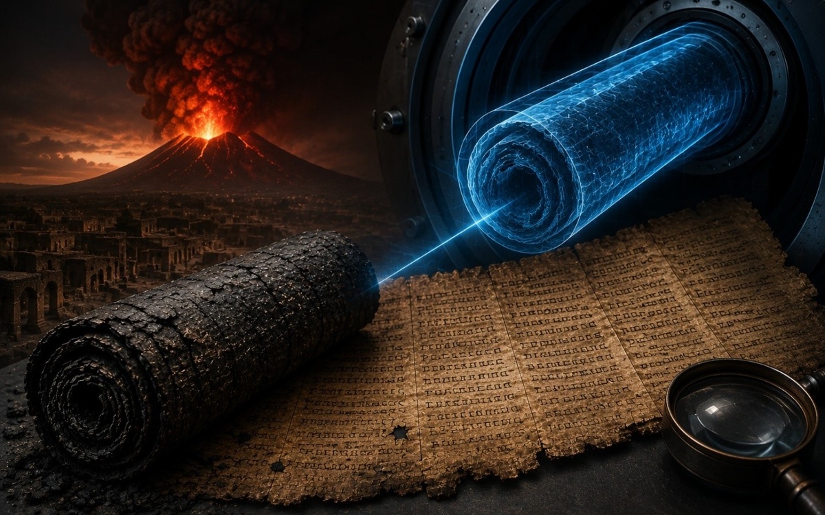 AI helps scientists read entire scroll charred by Vesuvius