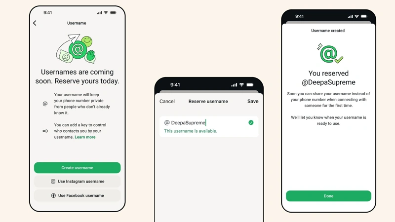 WhatsApp's, username 