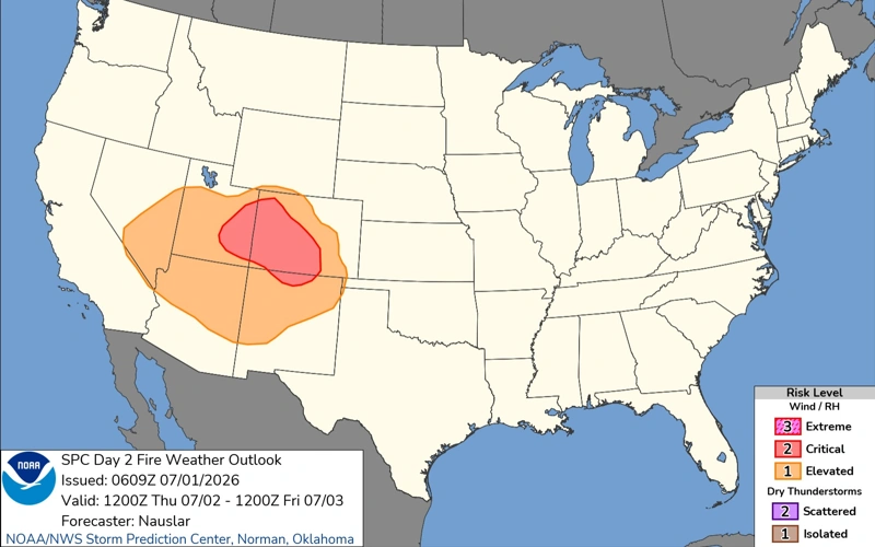 Dry, windy weather raises wildfire risk in U.S. Southwest