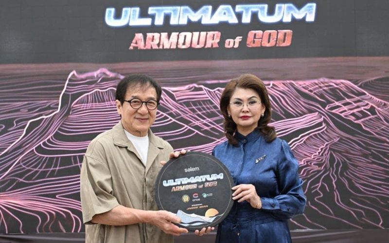 Jackie Chan arrives in Almaty for 'Armour of God: Ultimatum' filming launch Jackie Chan and Aida Balayeva