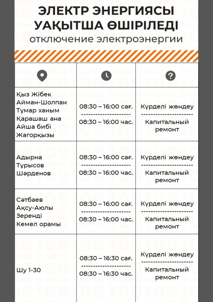 Будет отключено электроснабжение в связи с ремонтными работами.