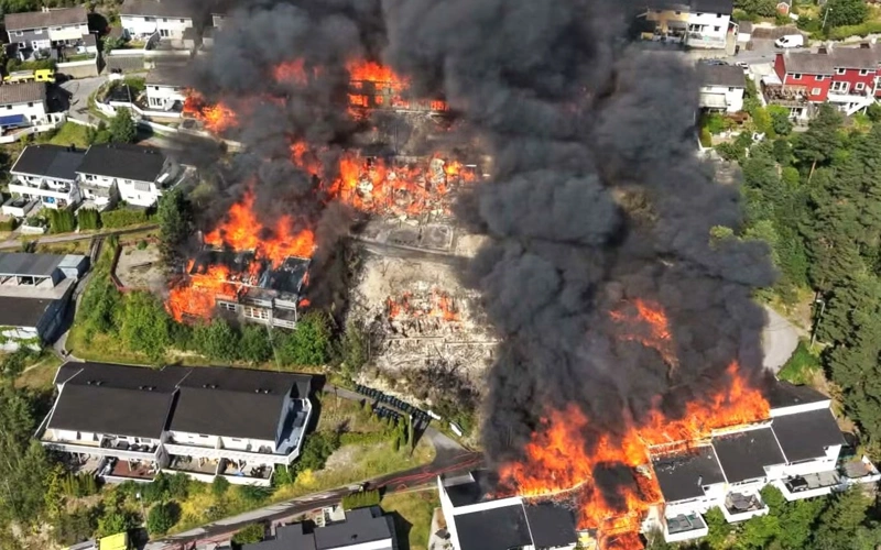 Massive fire destroys 100+ homes in Norway, 400 evacuated