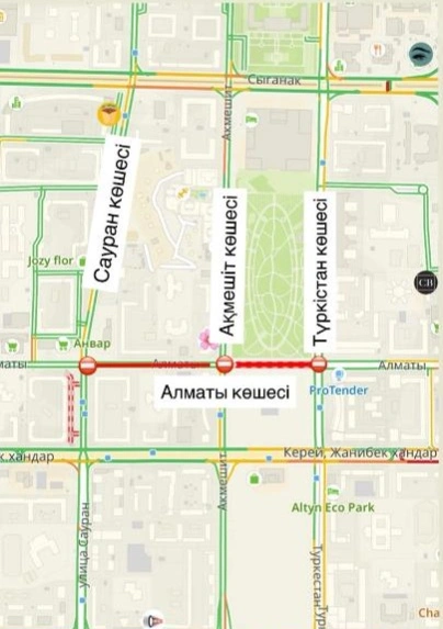 Движение по улице Алматы ограничат до конца года в Астане