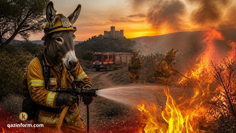 Donkey, firefighter, Spain