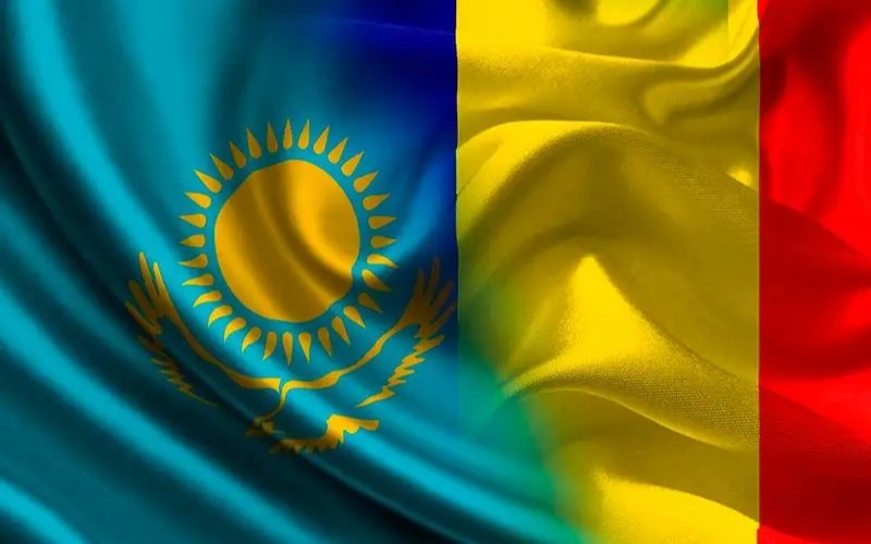 Flags of Kazakhstan and Romania