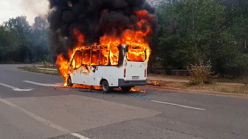 Маршрутный автобус загорелся в Степногорске