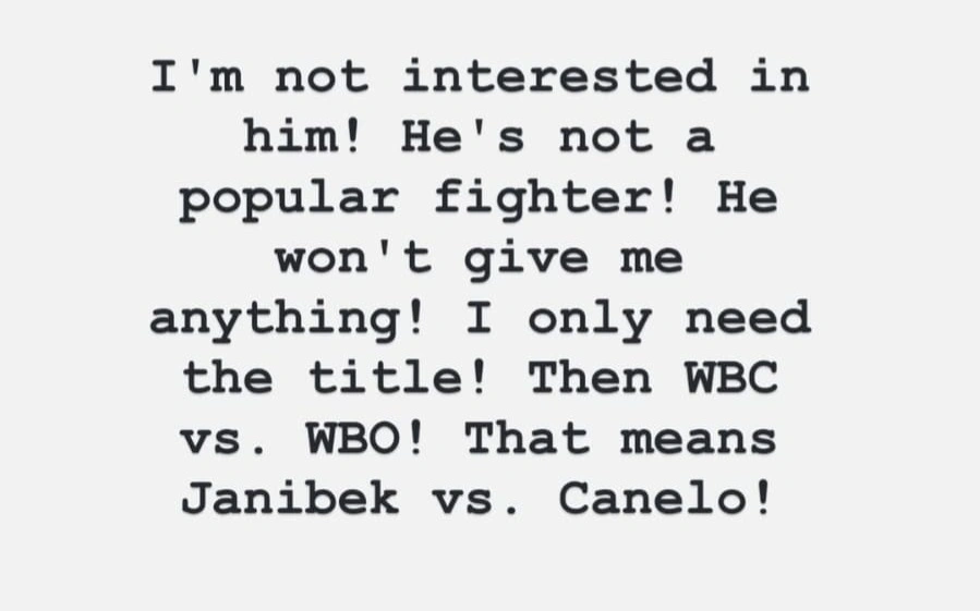 Жанибек Алимханулы высказался о своем отношении к бою с чемпионом мира WBO