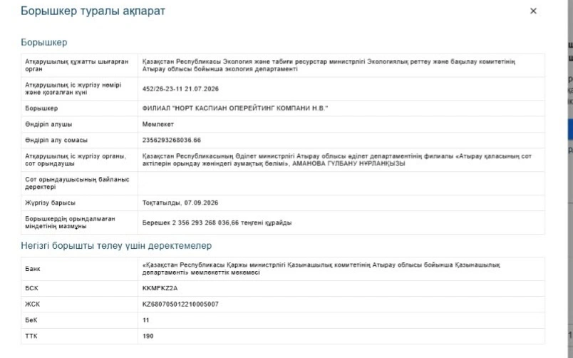 Казахстан приостановил взыскание штрафа на 2,3 трлн теңге с оператора Кашагана