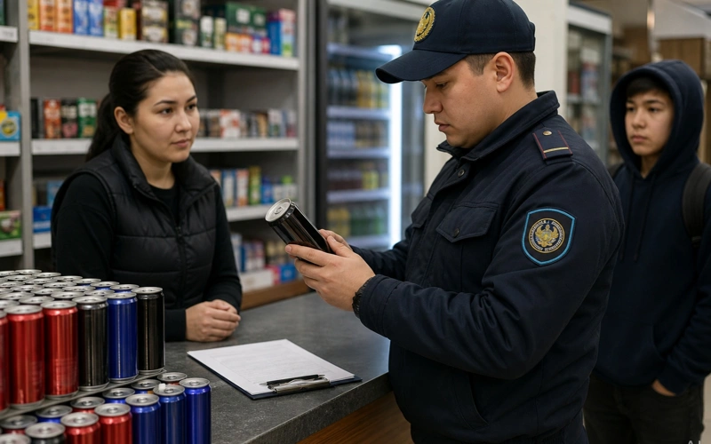 Магазины Алматы проверяют на продажу энергетиков несовершеннолетним