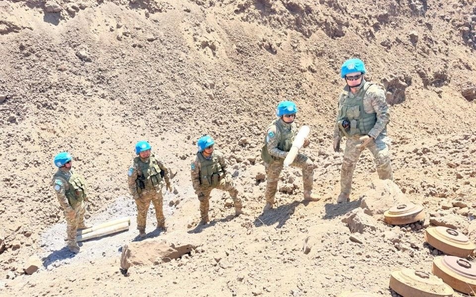 Kazakhstani peacekeepers continue demining operations on Golan Heights