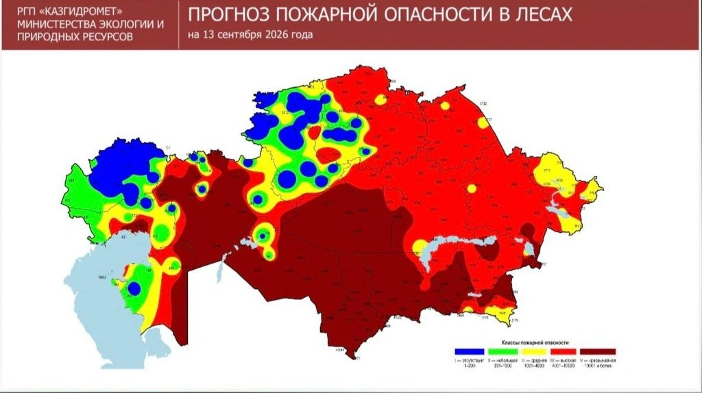 Три лесных пожара тушат в Казахстане