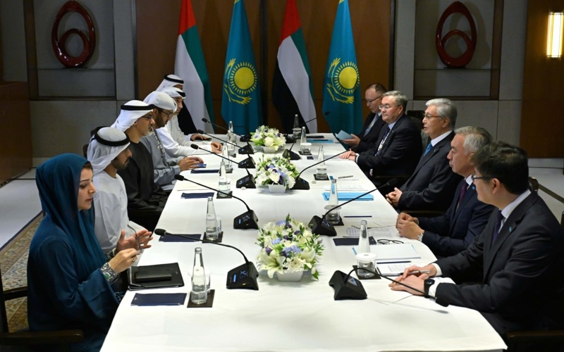 On the sidelines of the XVIII BRICS Summit, President of Kazakhstan Kassym-Jomart Tokayev met with Sheikh Khaled bin Mohamed bin Zayed Al Nahyan, Crown Prince of Abu Dhabi,, Qazinform News Agency reports citing Akorda. On the sidelines of the XVIII BRICS Summit, President of Kazakhstan Kassym-Jomart Tokayev met with Sheikh Khaled bin Mohamed bin Zayed Al Nahyan, Crown Prince of Abu Dhabi,, Qazinform News Agency reports citing Akorda.
