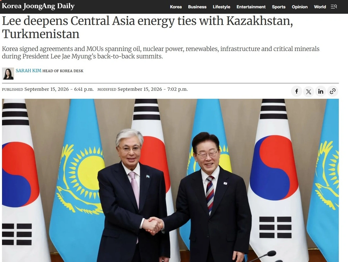 Korea JoongAng Daily: Ли Чжэ Мён укрепляет энергетическое сотрудничество с Казахстаном и Туркменистаном