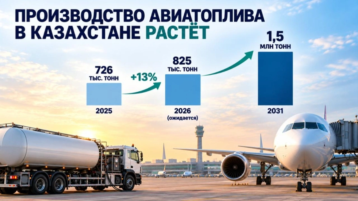 Казахстан планирует произвести рекордные 825 тысяч тонн авиатоплива