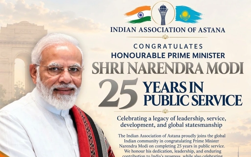 Indian Association of Astana congratulates Narendra Modi on 25 years of public service