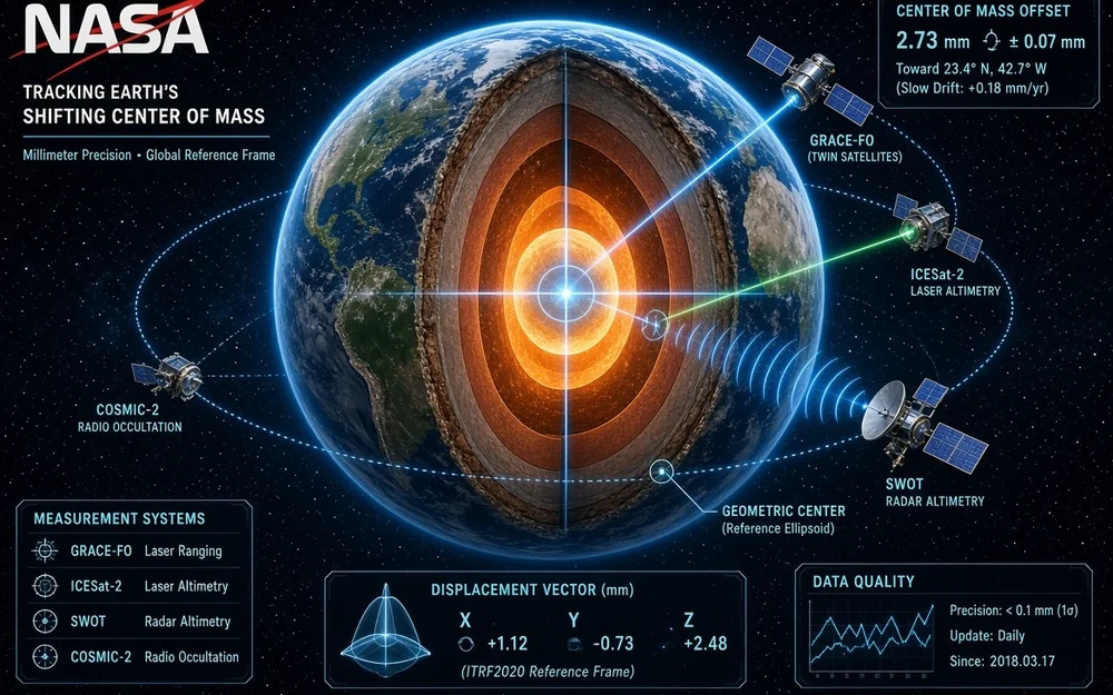 NASA tracks Earth’s shifting center