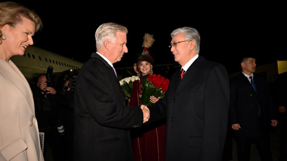 President Tokayev welcomes King Philippe and Queen Mathilde of the Belgians at Astana airport