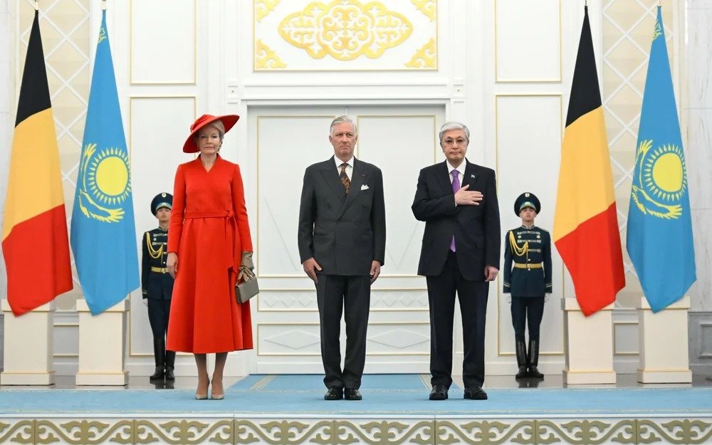 King Philippe and Queen Mathilde of Belgium arrive at Akorda