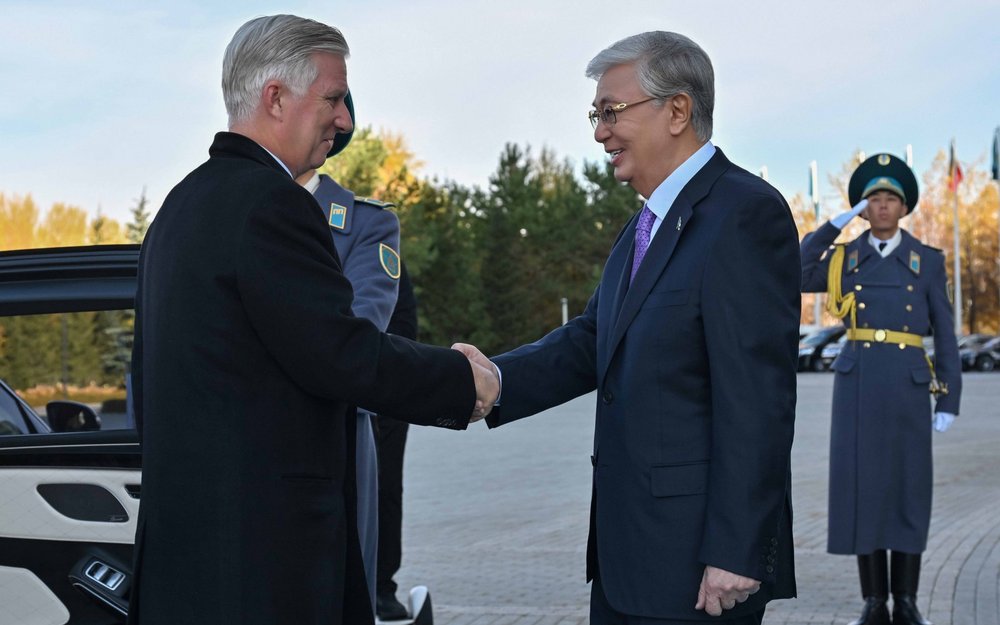 King Philippe and Queen Mathilde of Belgium arrive at Akorda