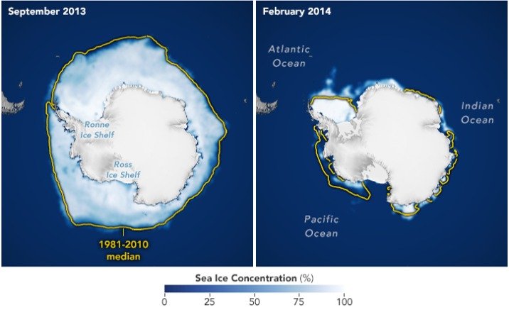 Antarctic sea ice records its third-smallest winter peak NASA, Antarctic sea ice, third-smallest winter peak