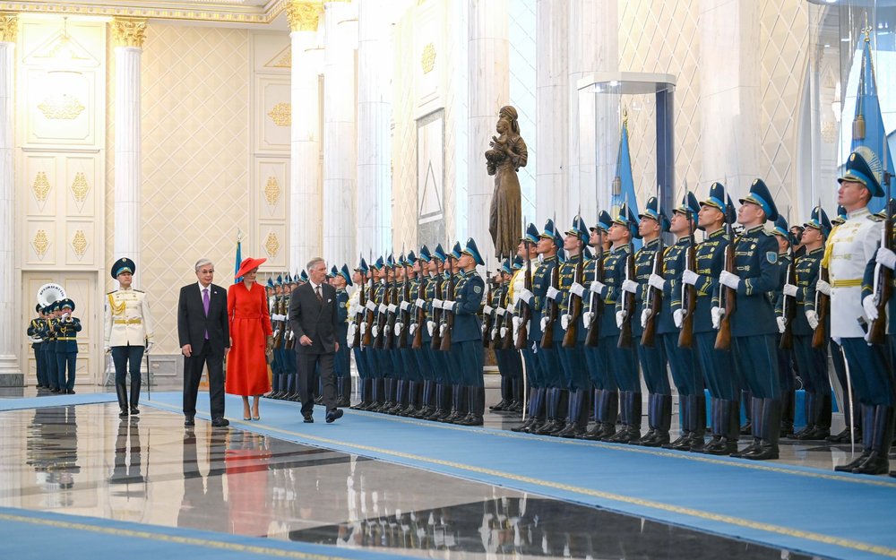 King Philippe and Queen Mathilde of Belgium arrive at Akorda