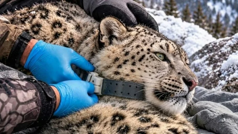 Kazakhstan fits snow leopard with satellite collar for first time in southern Altai