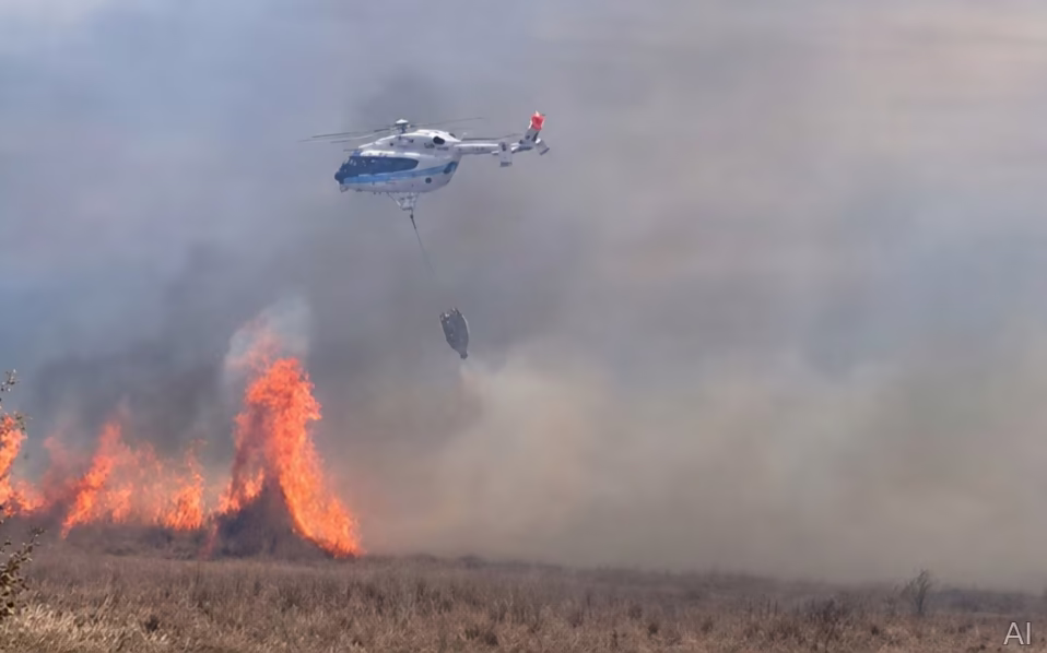 Жетісудағы өртті сөндіруге тікұшақпен 11,4 тонна су төгілді