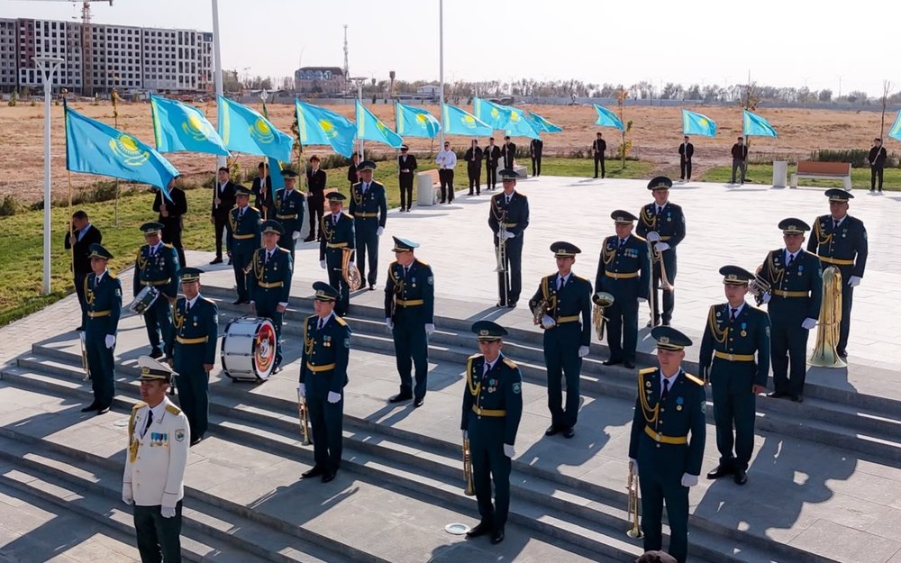 National Flag hoisted on 100-meter pole in Shymkent