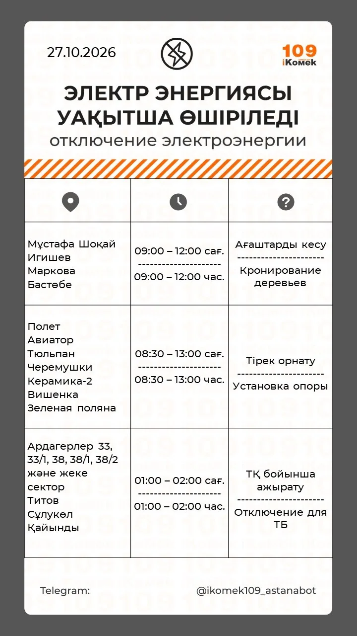 Отключение электроэнергии